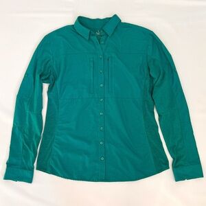 Kuhl Women’s Large Airspeed Long Sleeve Button Up Turquoise Outerwear Shirt